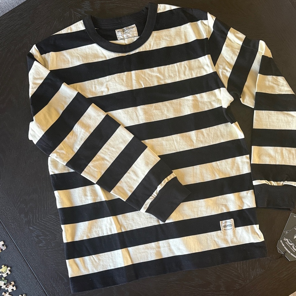 Black & Cream Striped Long Sleeve Tee